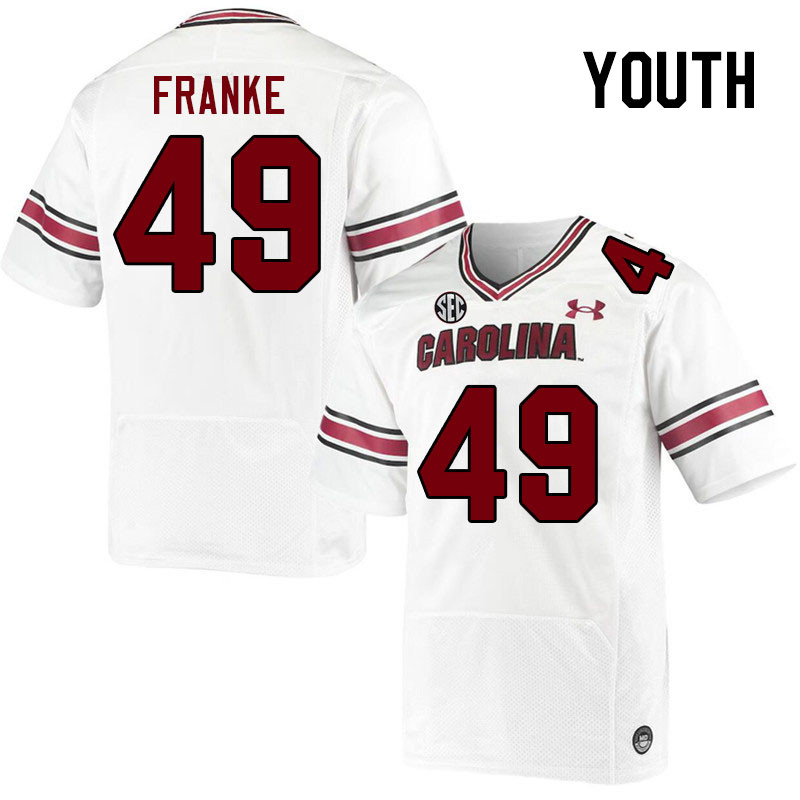 Youth #49 Jordan Franke South Carolina Gamecocks 2023 College Football Jerseys Stitched-White